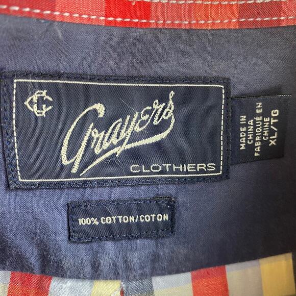 Grayers Clothiers Flip Cuffs Rainbow Gingham Shirt Men XL Button Up Check Preppy - Picture 4 of 8